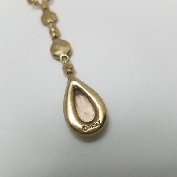 Vintage Monet Teardrop Y drop Necklace Gold Tone 16" w/ 2" drop - Picture 5 of 6